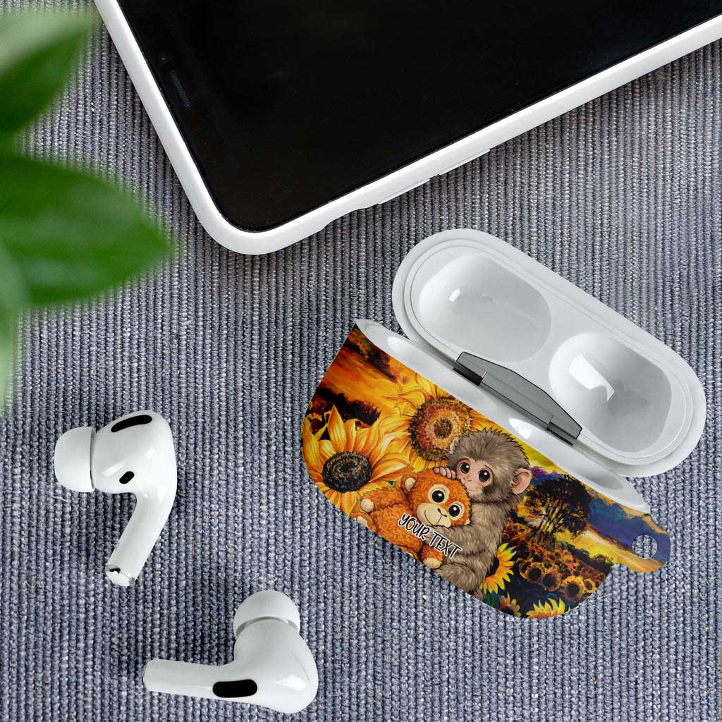 Baby Monkey Punch Personalized AirPods Case Sunflower Field Oil Painting Style