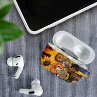 Baby Monkey Punch Personalized AirPods Case Sunflower Field Oil Painting Style