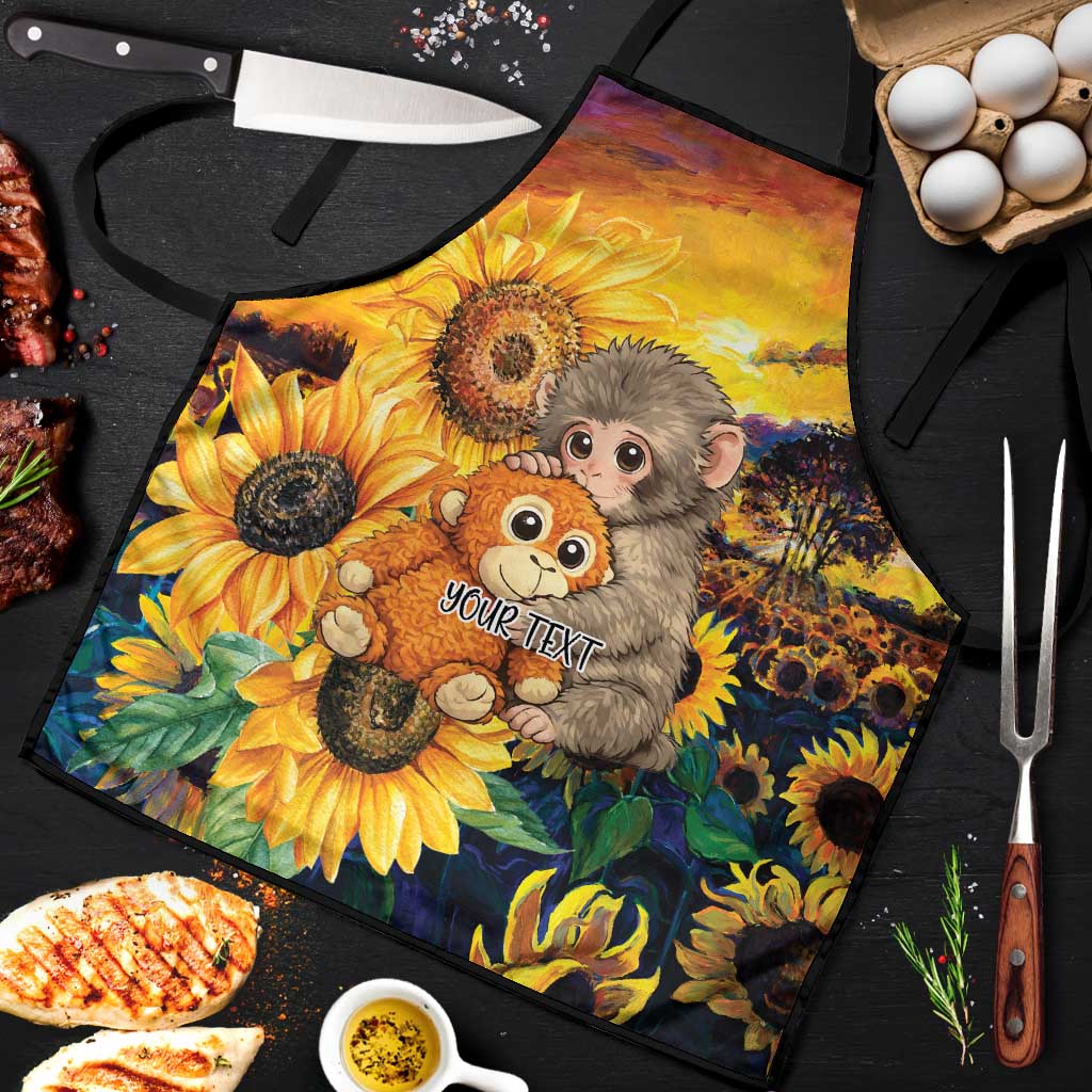 Baby Monkey Punch Personalized Apron Sunflower Field Oil Painting Style