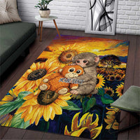 Baby Monkey Punch Personalized Area Rug Sunflower Field Oil Painting Style