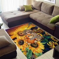 Baby Monkey Punch Personalized Area Rug Sunflower Field Oil Painting Style