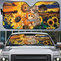 Baby Monkey Punch Personalized Auto Sun Shade Sunflower Field Oil Painting Style