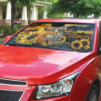 Baby Monkey Punch Personalized Auto Sun Shade Sunflower Field Oil Painting Style