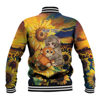 Baby Monkey Punch Personalized Baseball Jacket Sunflower Field Oil Painting Style