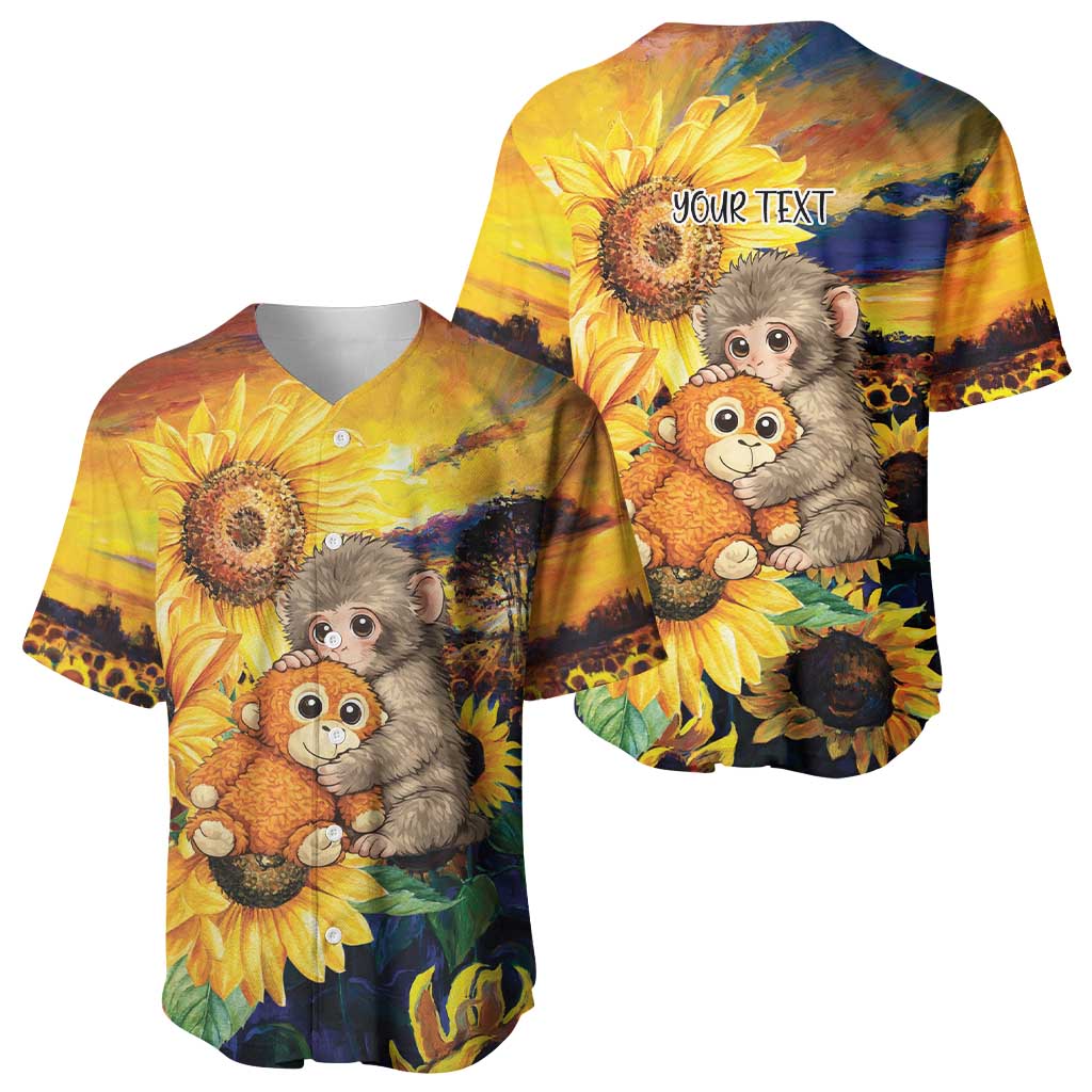 Baby Monkey Punch Personalized Baseball Jersey Sunflower Field Oil Painting Style
