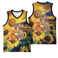 Baby Monkey Punch Personalized Basketball Jersey Sunflower Field Oil Painting Style
