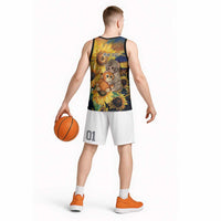 Baby Monkey Punch Personalized Basketball Jersey Sunflower Field Oil Painting Style