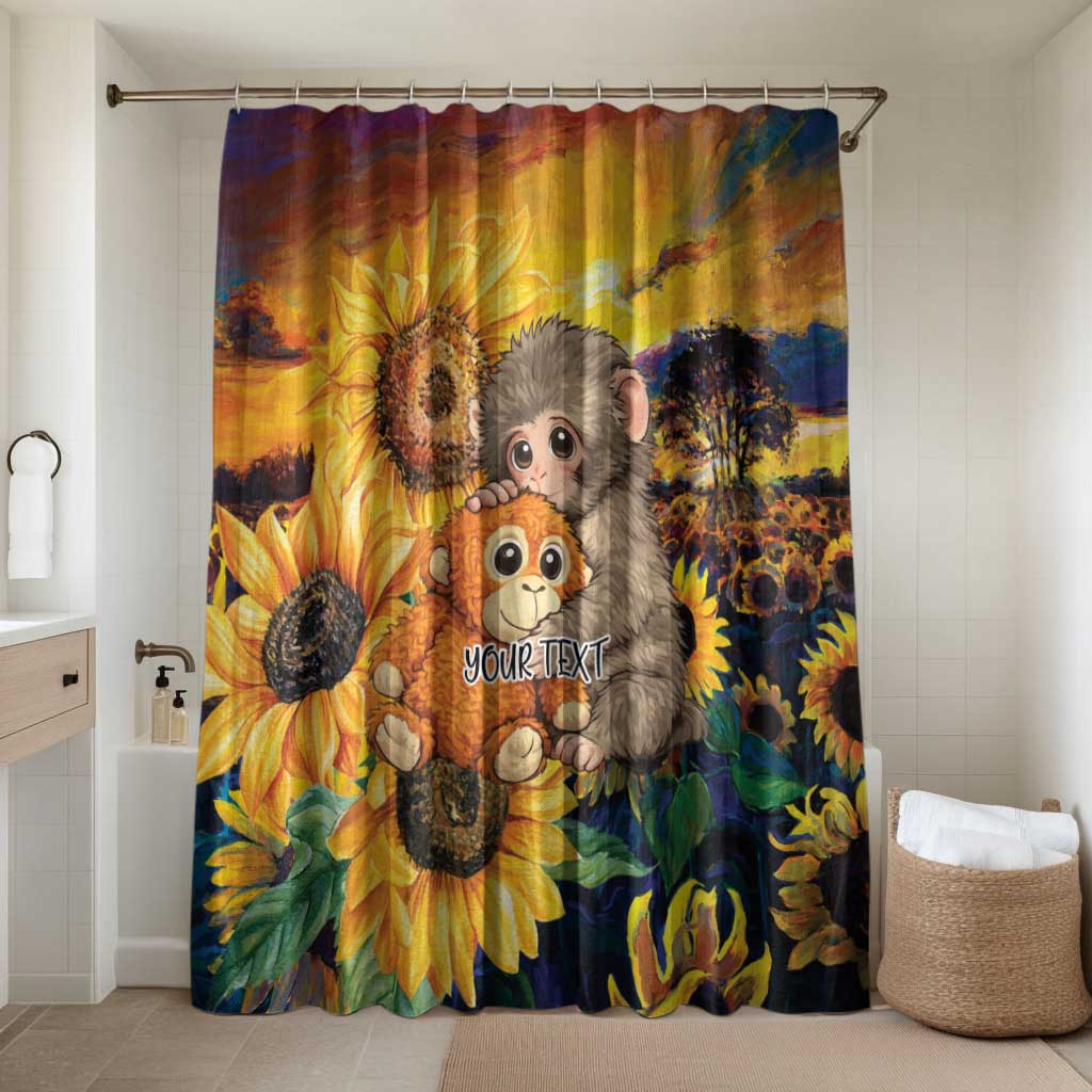 Baby Monkey Punch Personalized Bathroom Set Sunflower Field Oil Painting Style