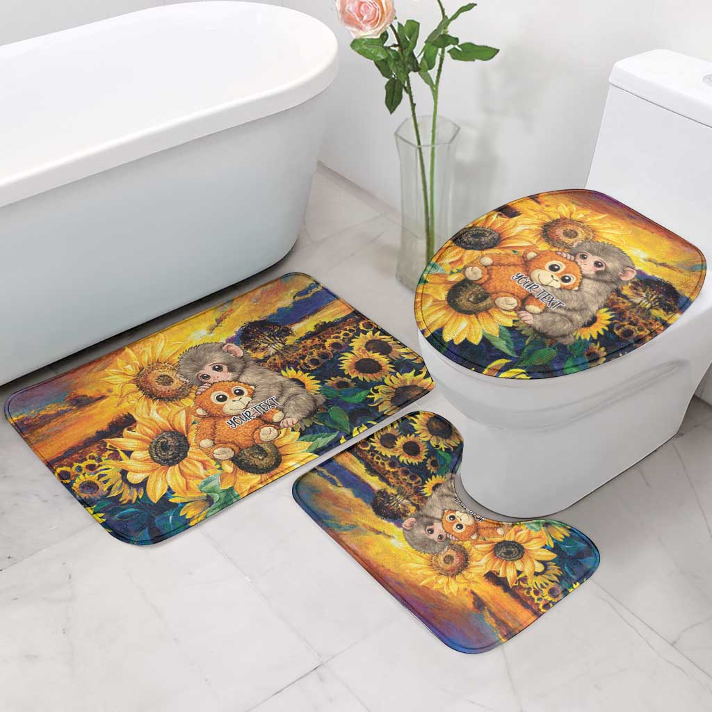 Baby Monkey Punch Personalized Bathroom Set Sunflower Field Oil Painting Style