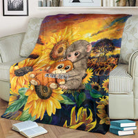 Baby Monkey Punch Personalized Blanket Sunflower Field Oil Painting Style