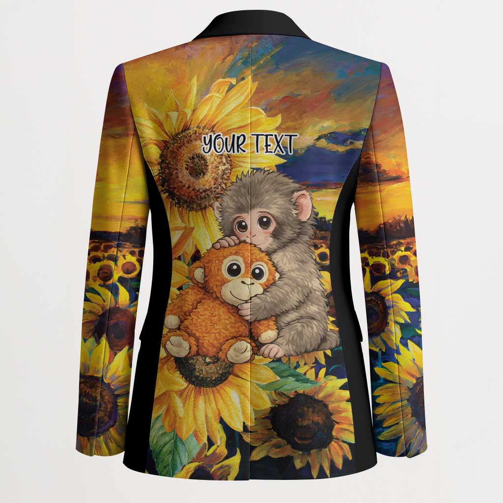 Baby Monkey Punch Personalized Blazer Sunflower Field Oil Painting Style