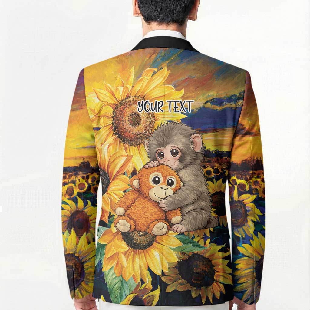 Baby Monkey Punch Personalized Blazer Sunflower Field Oil Painting Style