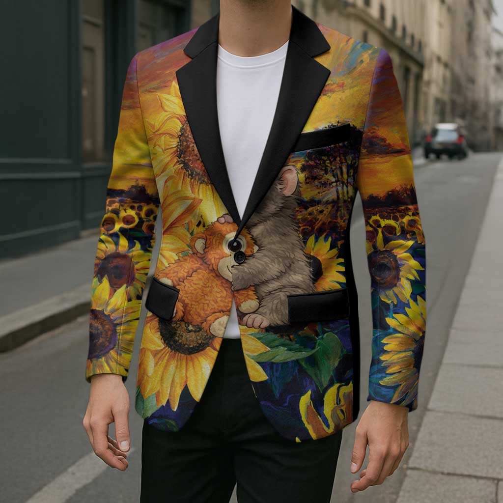 Baby Monkey Punch Personalized Blazer Sunflower Field Oil Painting Style