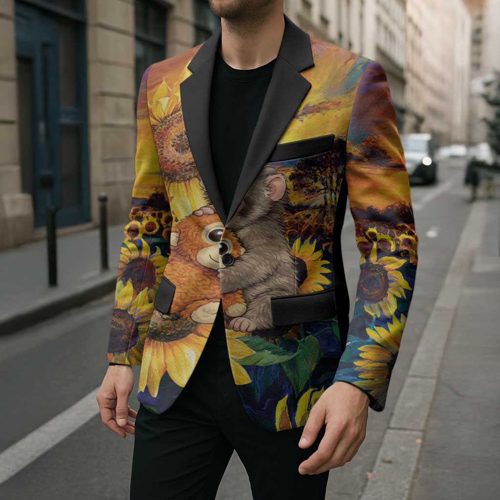 Baby Monkey Punch Personalized Blazer Sunflower Field Oil Painting Style