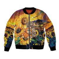Baby Monkey Punch Personalized Bomber Jacket Sunflower Field Oil Painting Style