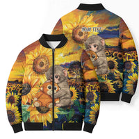 Baby Monkey Punch Personalized Bomber Puffer Jacket Sunflower Field Oil Painting Style