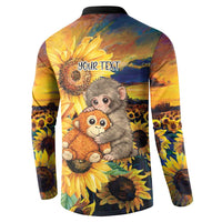 Baby Monkey Punch Personalized Button Sweatshirt Sunflower Field Oil Painting Style