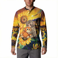 Baby Monkey Punch Personalized Button Sweatshirt Sunflower Field Oil Painting Style