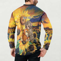 Baby Monkey Punch Personalized Button Sweatshirt Sunflower Field Oil Painting Style