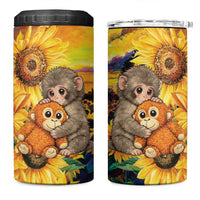 Baby Monkey Punch Personalized 4 in 1 Can Cooler Tumbler Sunflower Field Oil Painting Style