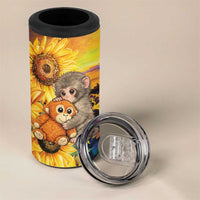 Baby Monkey Punch Personalized 4 in 1 Can Cooler Tumbler Sunflower Field Oil Painting Style
