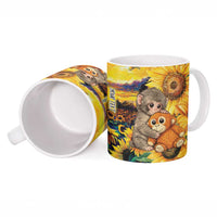 Baby Monkey Punch Personalized Ceramic Mug Sunflower Field Oil Painting Style