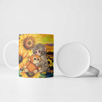 Baby Monkey Punch Personalized Ceramic Mug Sunflower Field Oil Painting Style