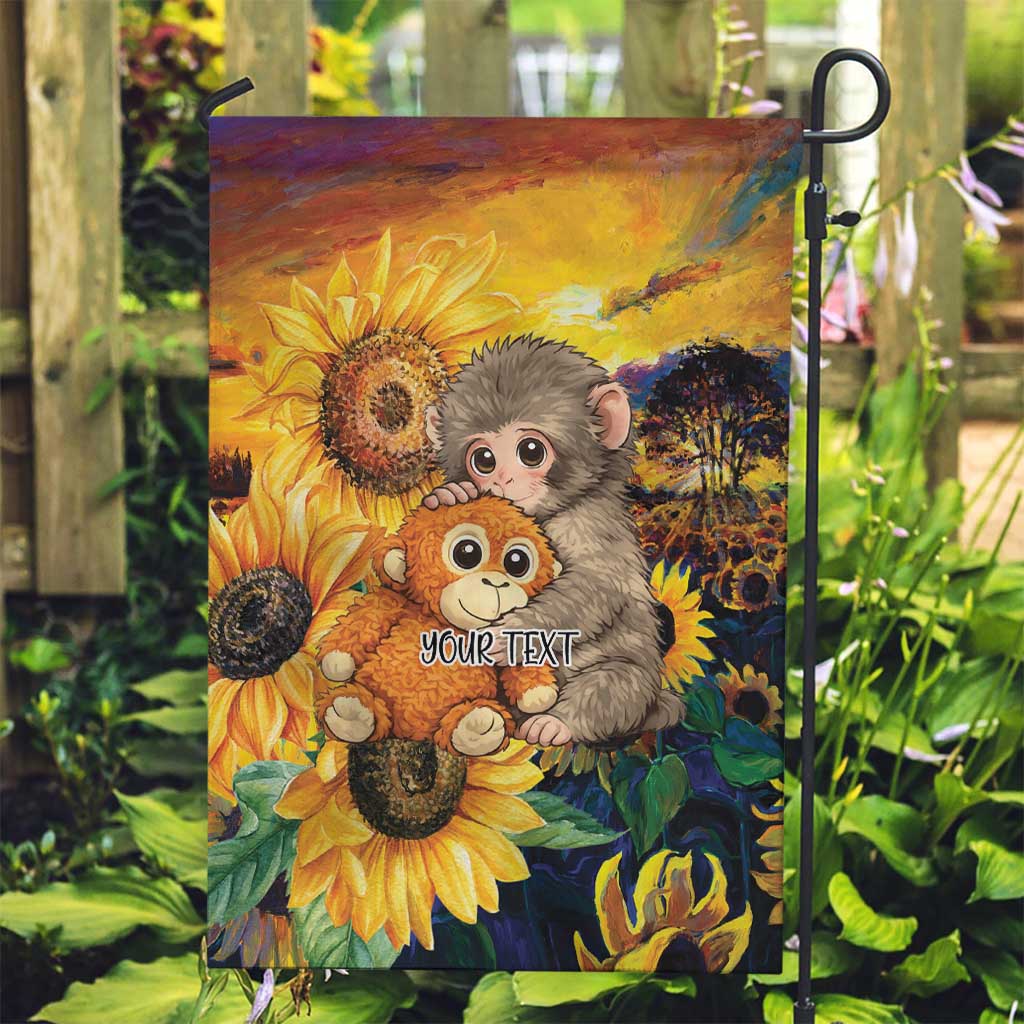 Baby Monkey Punch Personalized Garden Flag Sunflower Field Oil Painting Style