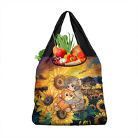 Baby Monkey Punch Personalized Grocery Bag Sunflower Field Oil Painting Style