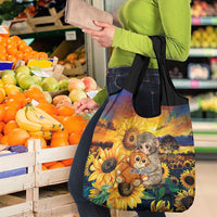 Baby Monkey Punch Personalized Grocery Bag Sunflower Field Oil Painting Style