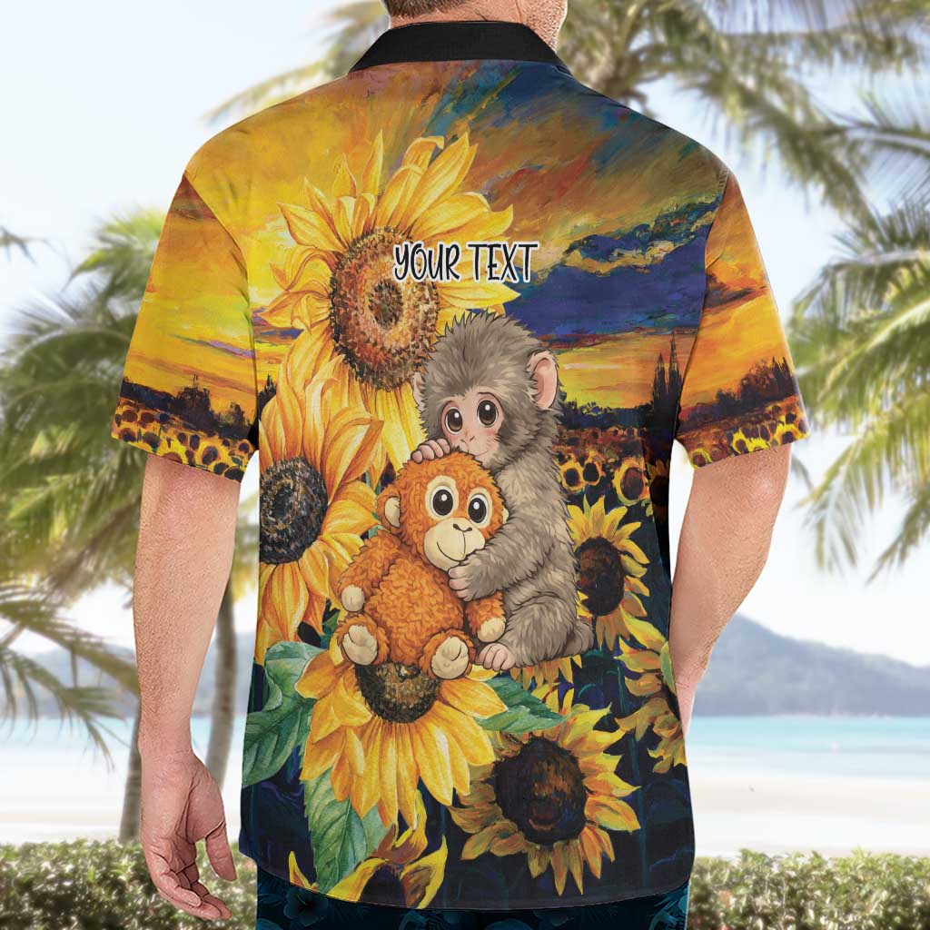 Baby Monkey Punch Personalized Hawaiian Shirt Sunflower Field Oil Painting Style