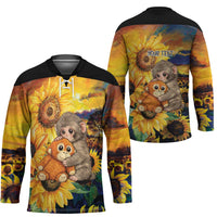 Baby Monkey Punch Personalized Hockey Jersey Sunflower Field Oil Painting Style