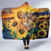 Baby Monkey Punch Personalized Hooded Blanket Sunflower Field Oil Painting Style
