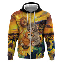 Baby Monkey Punch Personalized Hoodie Sunflower Field Oil Painting Style