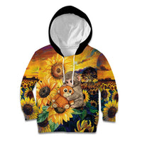 Baby Monkey Punch Personalized Kid Hoodie Sunflower Field Oil Painting Style