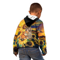 Baby Monkey Punch Personalized Kid Hoodie Sunflower Field Oil Painting Style