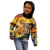 Baby Monkey Punch Personalized Kid Hoodie Sunflower Field Oil Painting Style