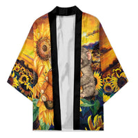 Baby Monkey Punch Personalized Kimono Sunflower Field Oil Painting Style