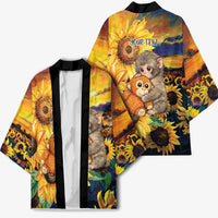 Baby Monkey Punch Personalized Kimono Sunflower Field Oil Painting Style