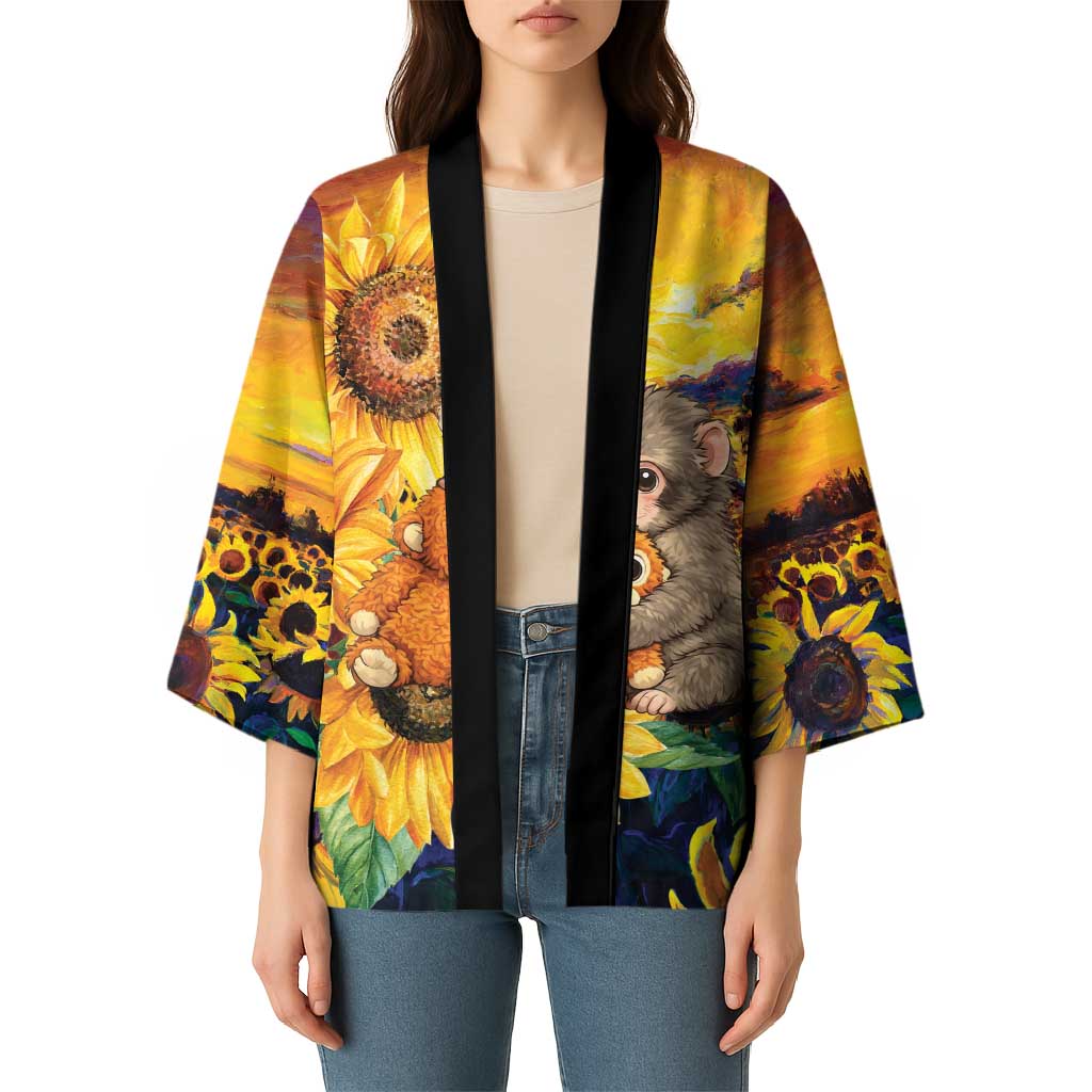Baby Monkey Punch Personalized Kimono Sunflower Field Oil Painting Style