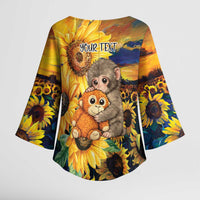Baby Monkey Punch Personalized Kimono Sleeve Blouse Sunflower Field Oil Painting Style