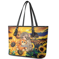 Baby Monkey Punch Personalized Leather Tote Bag Sunflower Field Oil Painting Style