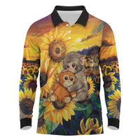 Baby Monkey Punch Personalized Long Sleeve Polo Shirt Sunflower Field Oil Painting Style