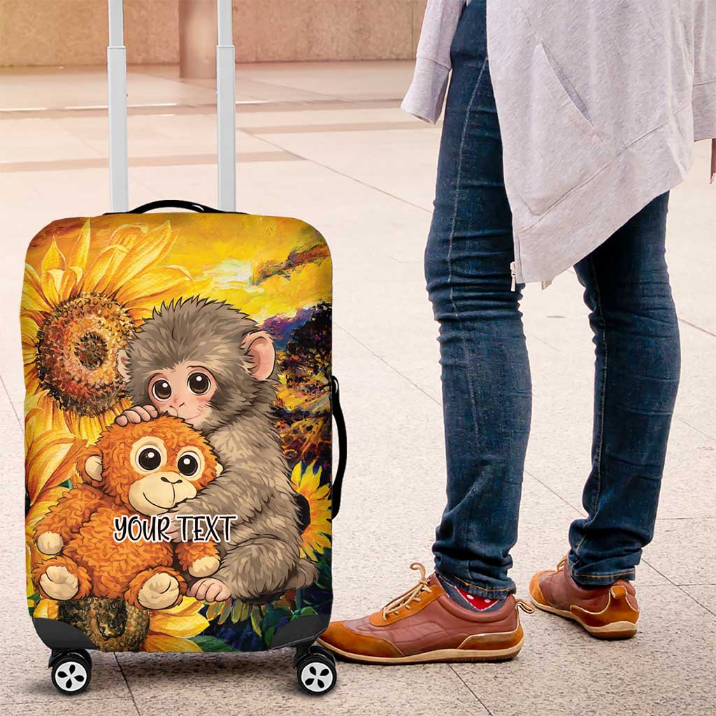Baby Monkey Punch Personalized Luggage Cover Sunflower Field Oil Painting Style