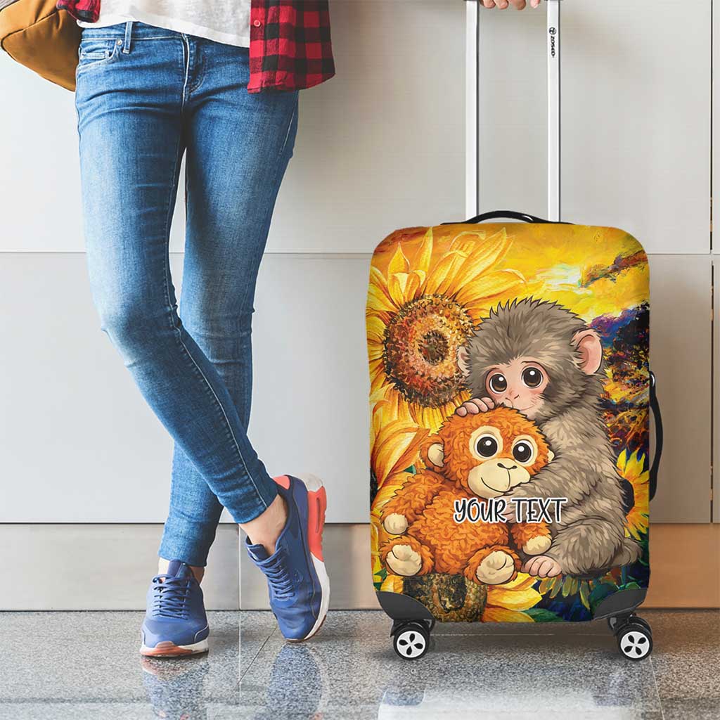 Baby Monkey Punch Personalized Luggage Cover Sunflower Field Oil Painting Style