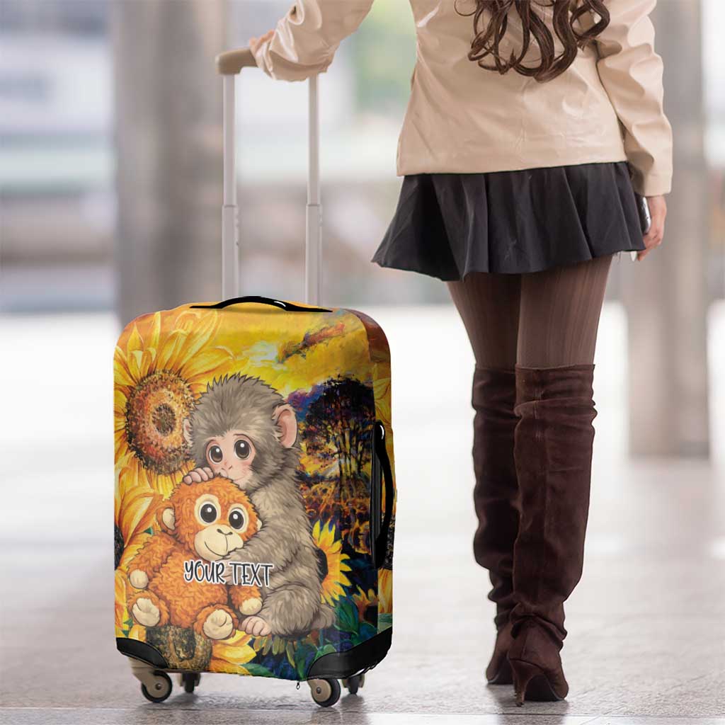 Baby Monkey Punch Personalized Luggage Cover Sunflower Field Oil Painting Style