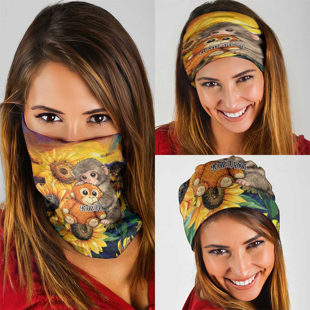 Baby Monkey Punch Personalized Neck Gaiter Sunflower Field Oil Painting Style