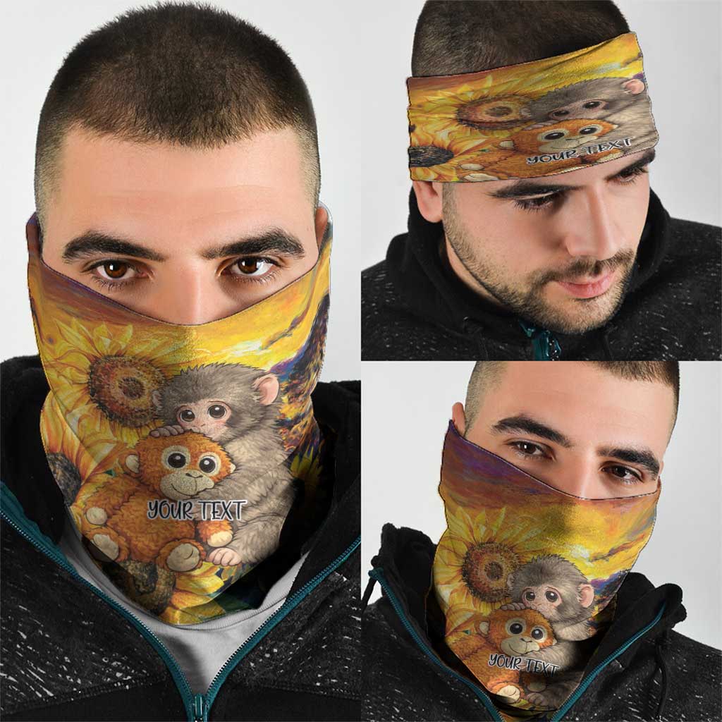 Baby Monkey Punch Personalized Neck Gaiter Sunflower Field Oil Painting Style
