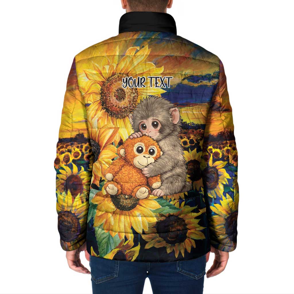 Baby Monkey Punch Personalized Padded Jacket Sunflower Field Oil Painting Style