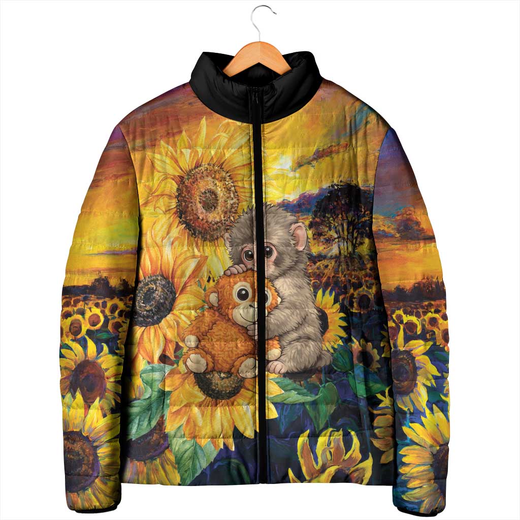 Baby Monkey Punch Personalized Padded Jacket Sunflower Field Oil Painting Style